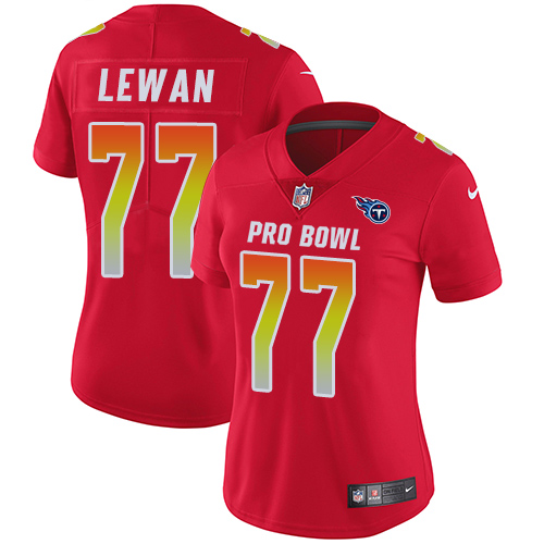 Nike Titans #77 Taylor Lewan Red Women's Stitched NFL Limited AFC 2018 Pro Bowl Jersey
